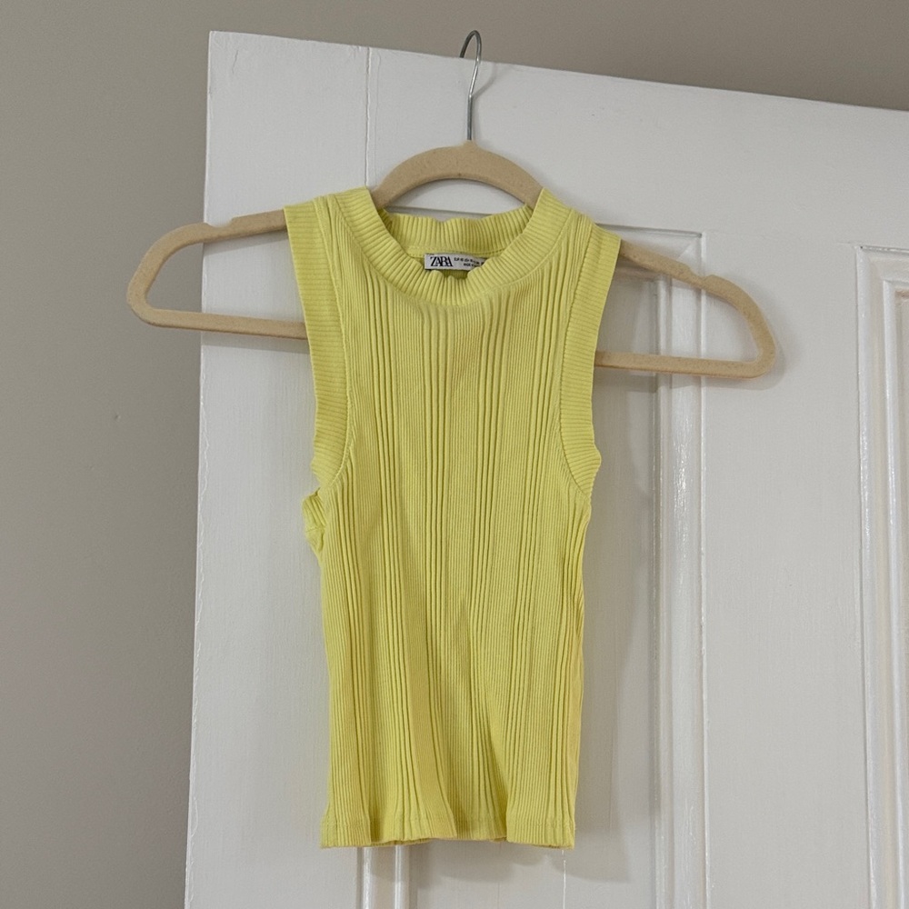 Zara Sunny Yellow Ribbed Tank Top